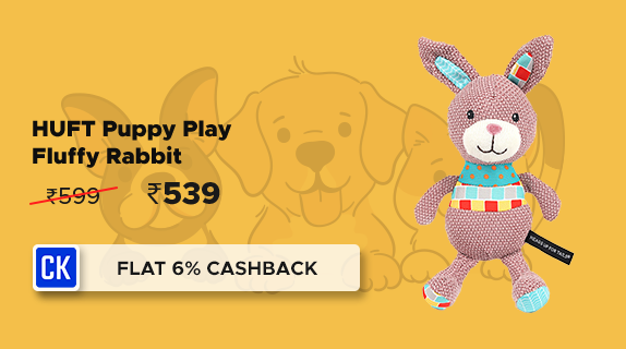 Heads Up For Tails: Buy HUFT Puppy Play Fluffy Rabbit worth Rs 599 at Rs 539 + Flat 6% CashKaro Cashback on all Heads Up For Tails Orders